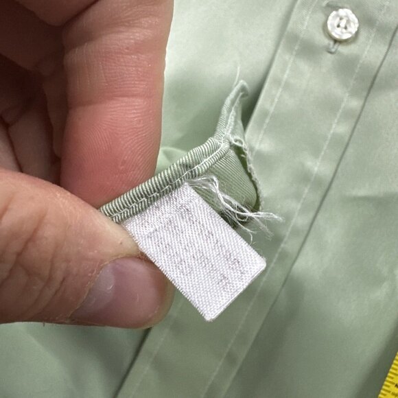 Vintage 70s Bardon Ultra Poly Mint Green Long Sleeve Button Up Shirt Korea Jandy - Picture 5 of 7